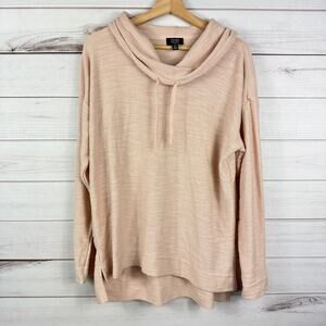 Jones New York Signature Women's XL Cowl Neck Tan Pullover Waffle Knit Sweater‎